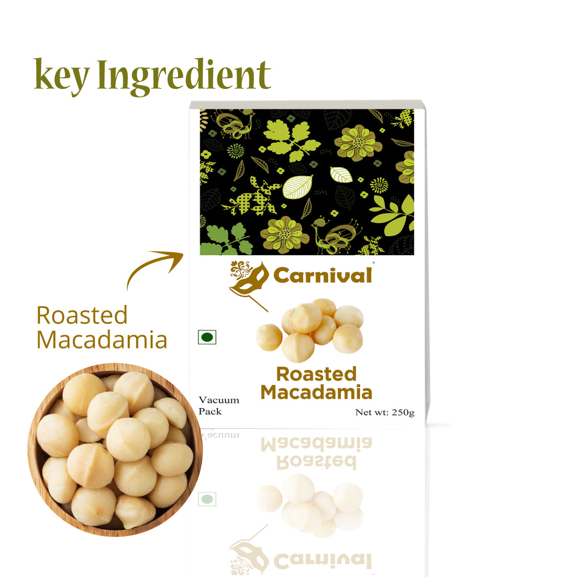 Carnival Roasted Macadamia Nuts 250g | Exotic Nuts | Vegan | Gluten Free | Perfect for guilt free snacking | All Natural |