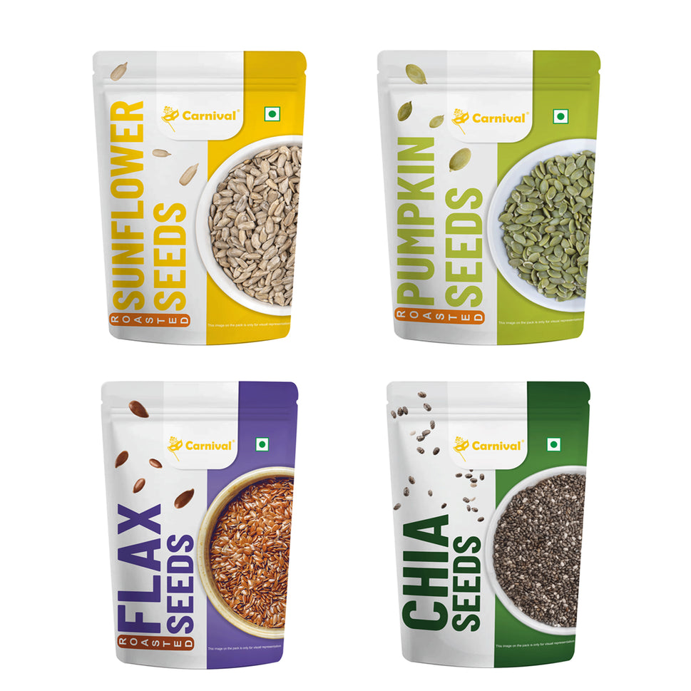 Assorted Seeds Combo Pack of 4 ( 4 * 100g Each) - Chia, Flex, Sunflower, Pumpkin