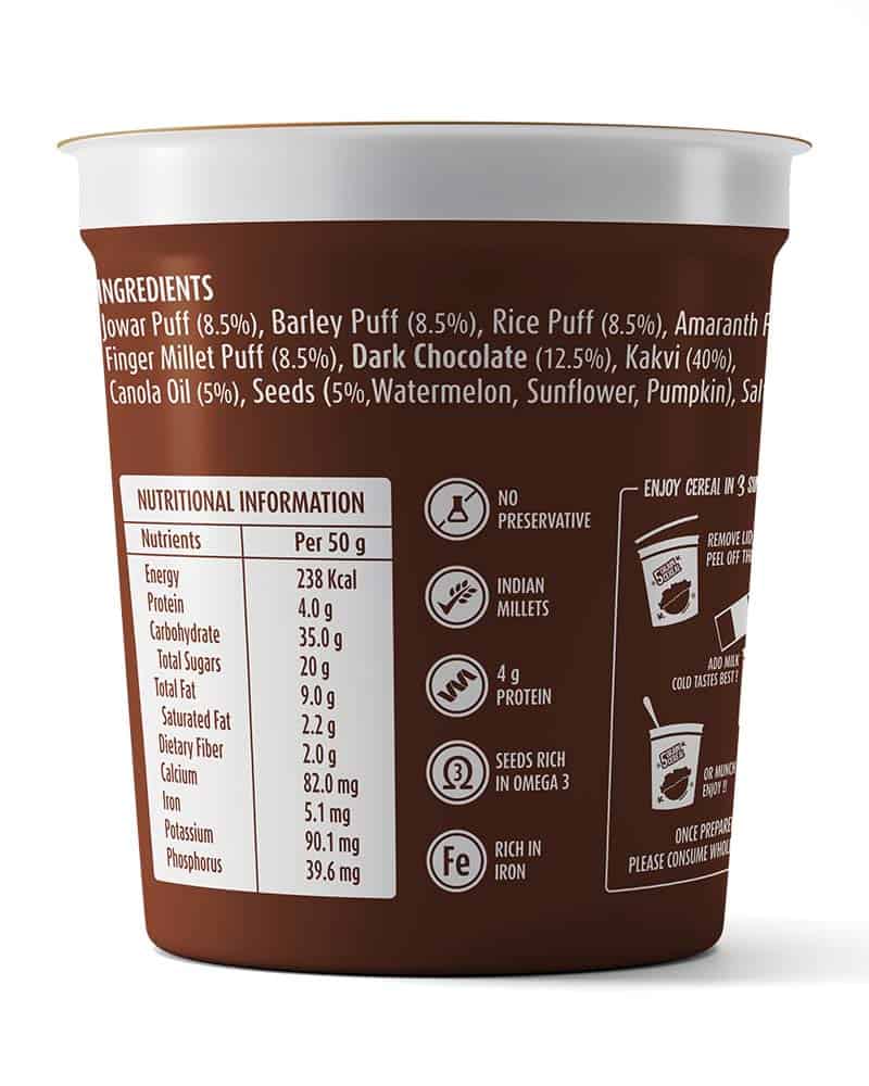 ON THE RUN 5 Grain Cereal Single serving Cup Dark Chocolate 50g