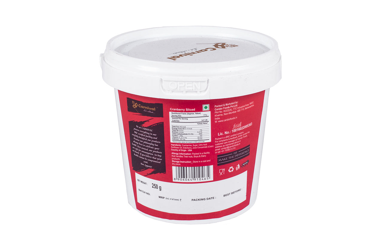 Carnival Cranberry Sliced 250g | Berries | Delicious and Nutritious Healthy Snack | Antioxidant rich |