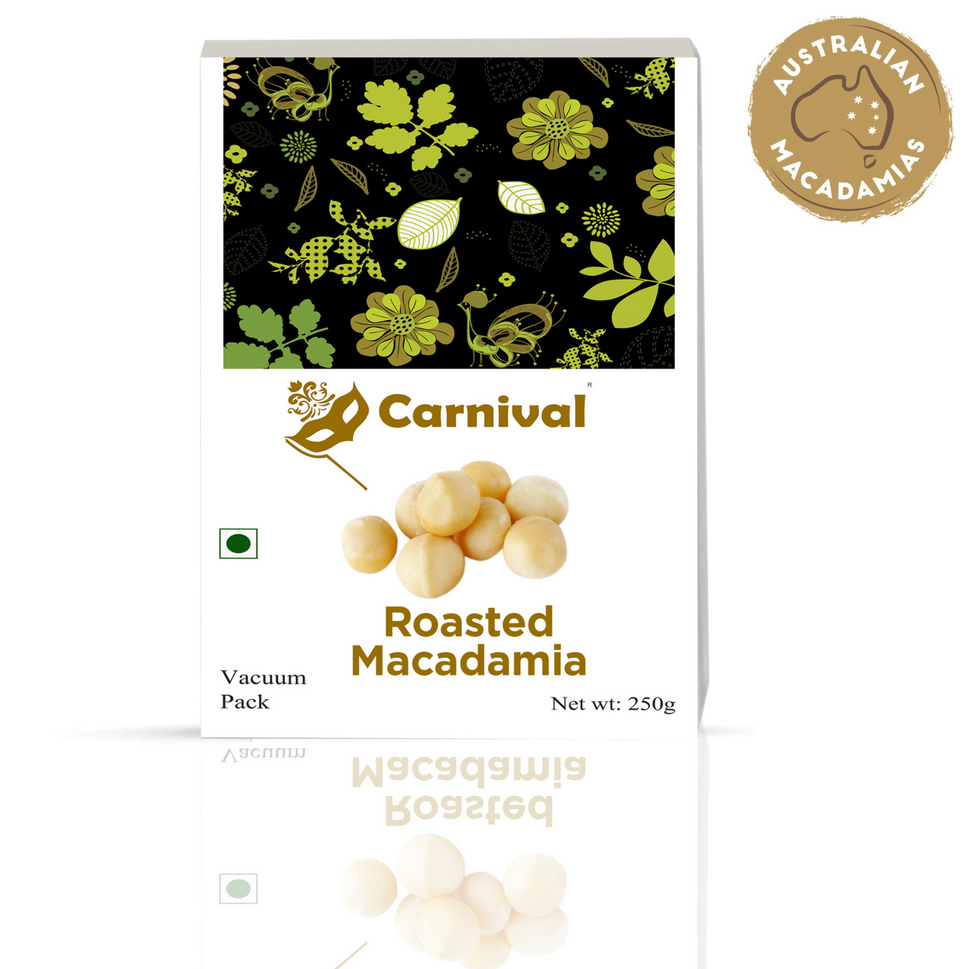 Carnival Roasted Macadamia Nuts 250g | Exotic Nuts | Vegan | Gluten Free | Perfect for guilt free snacking | All Natural |
