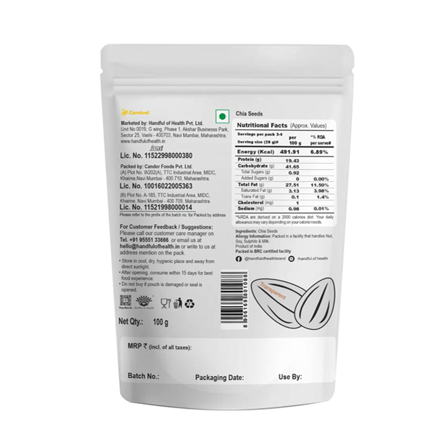 Carnival Classic Chia Seeds 200g (100g x 2N)