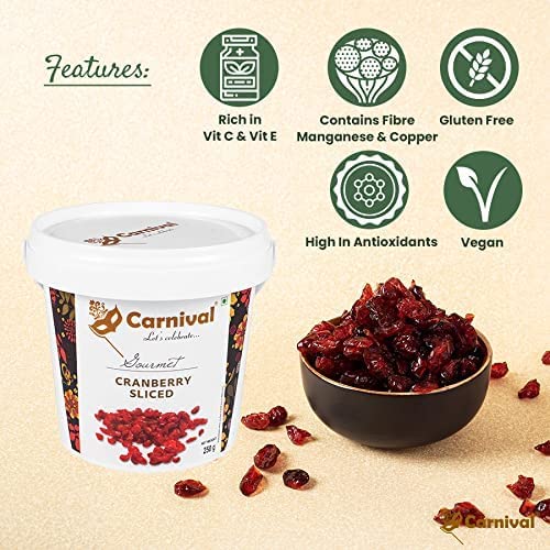 Carnival Dried Cranberry & Blueberry Combo of 2 | Healthy Snacks | Whole Premium Dried Berries | Dryfruits | Antioxidant Rich