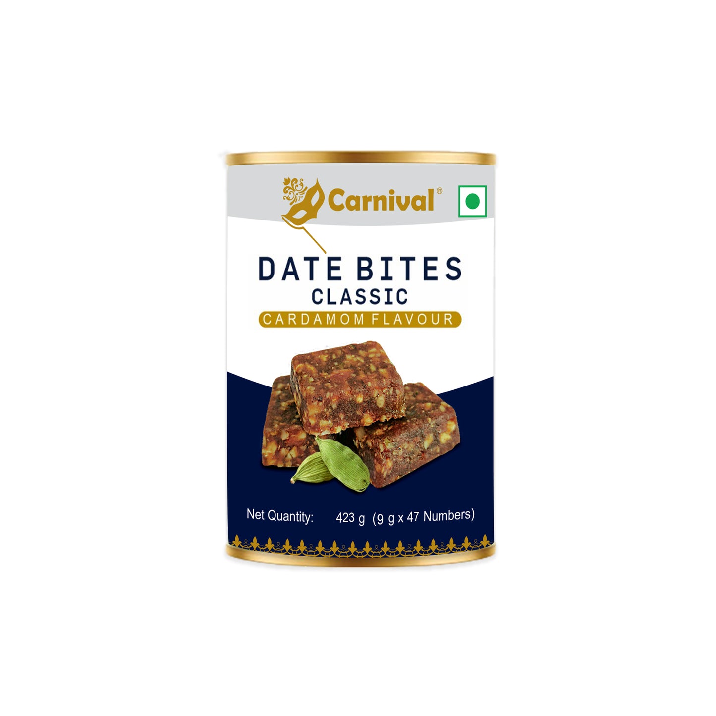 Carnival Date Bites | 423 gram ( 47 Date Bites ) | Date Barfi With Zero Added Sugar | Date Bites with Cashew , Almonds , Pista and Seeds with Richness Of Pure Ghee | Energy Booster | Fresh And Tasty Indian Healthy Sweets