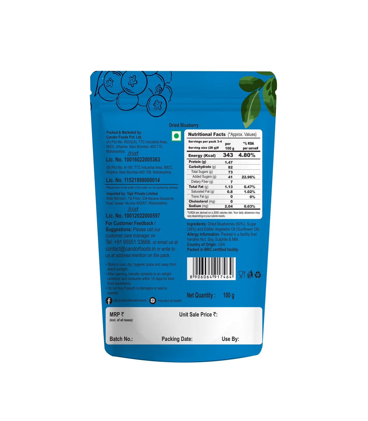Carnival Blueberry 100gm  | High in Antioxidants | Healthy Snacks | Berries |