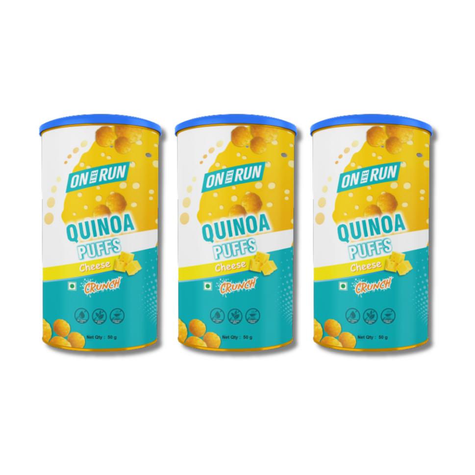 ON THE RUN Nutritious and Delicious Baked Quinoa Puff Combo Pack of 3  - A Perfect Healthy Treat