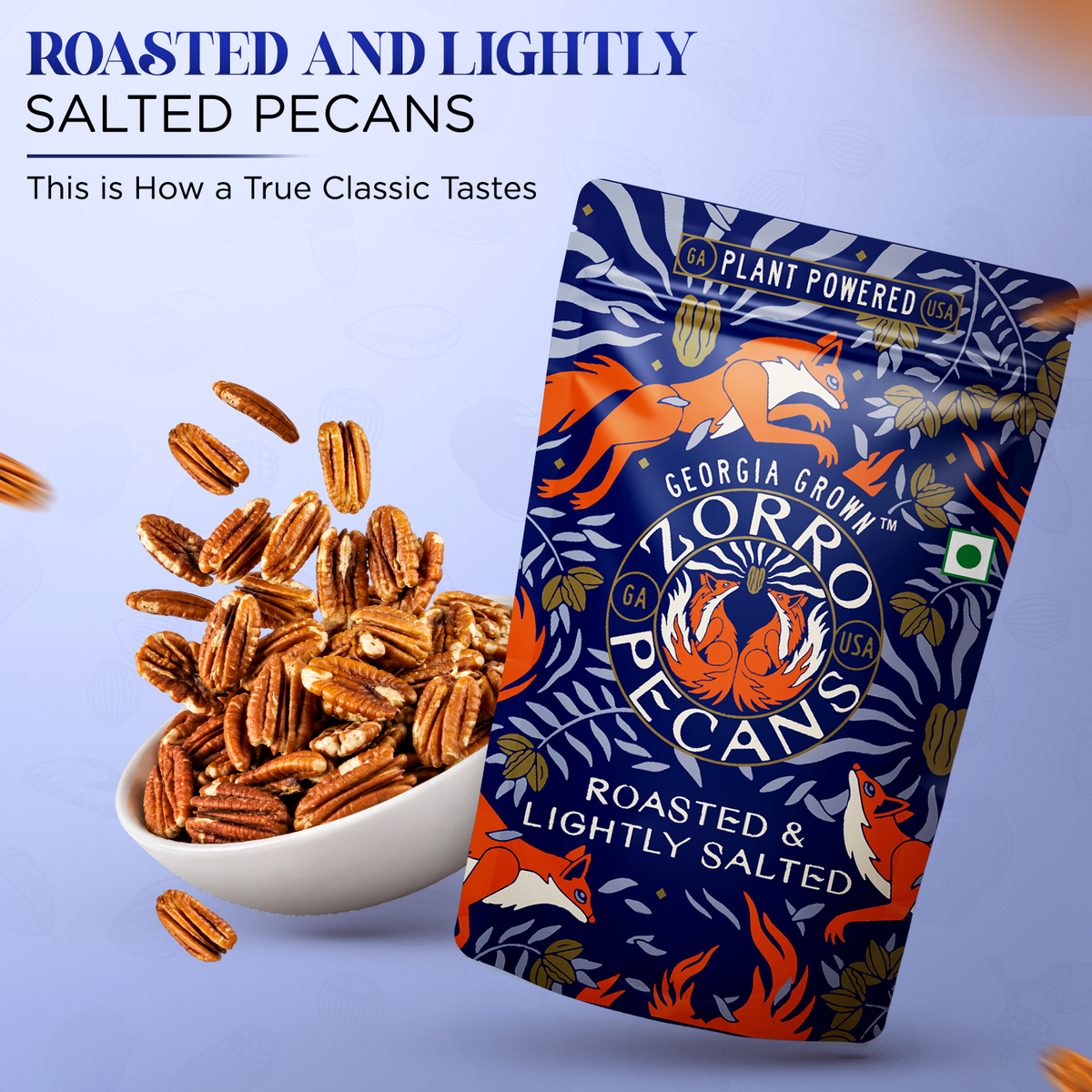 Zorro Roasted & Lightly Salted Pecans 100g