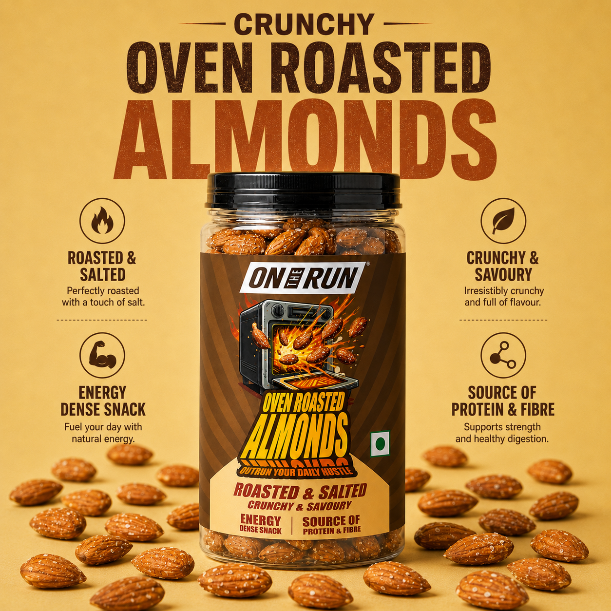 On The Run Oven Roasted Almonds – Roasted & Salted