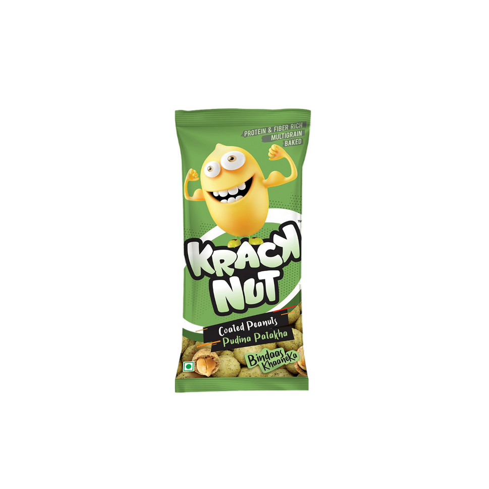 Kracknut Baked Coated Peanuts - Assorted Pack of 10 (25g x 10N) - Thai Firangi | Pudhina Pathaka Flavored crunchy coated peanuts | Healthy baked Indian Snack | Vegan |