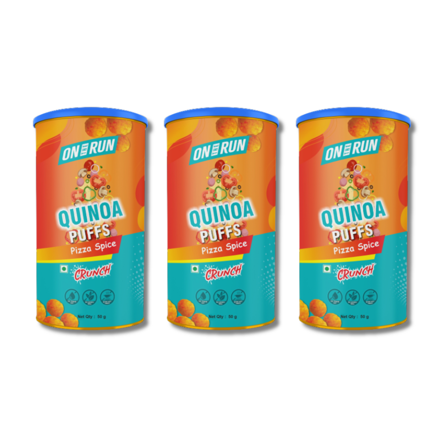 ON THE RUN Nutritious and Delicious Baked Quinoa Puff Combo Pack of 3  - A Perfect Healthy Treat