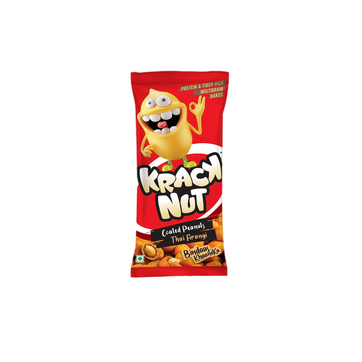 Kracknut Baked Coated Peanuts - Assorted Pack of 10 (25g x 10N) - Thai Firangi | Pudhina Pathaka Flavored crunchy coated peanuts | Healthy baked Indian Snack | Vegan |