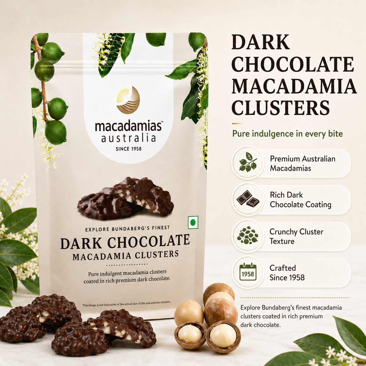 Dark Chocolate Macadamia Clusters