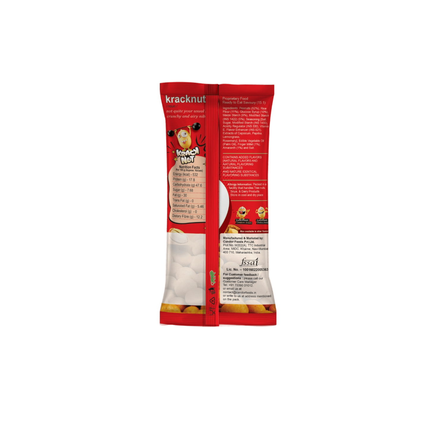 Kracknut Baked Coated Peanuts - Assorted Pack of 10 (25g x 10N) - Thai Firangi | Pudhina Pathaka Flavored crunchy coated peanuts | Healthy baked Indian Snack | Vegan |