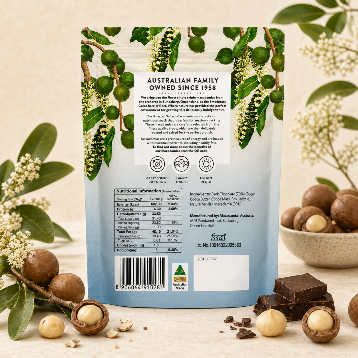 Dark Chocolate Macadamia Clusters