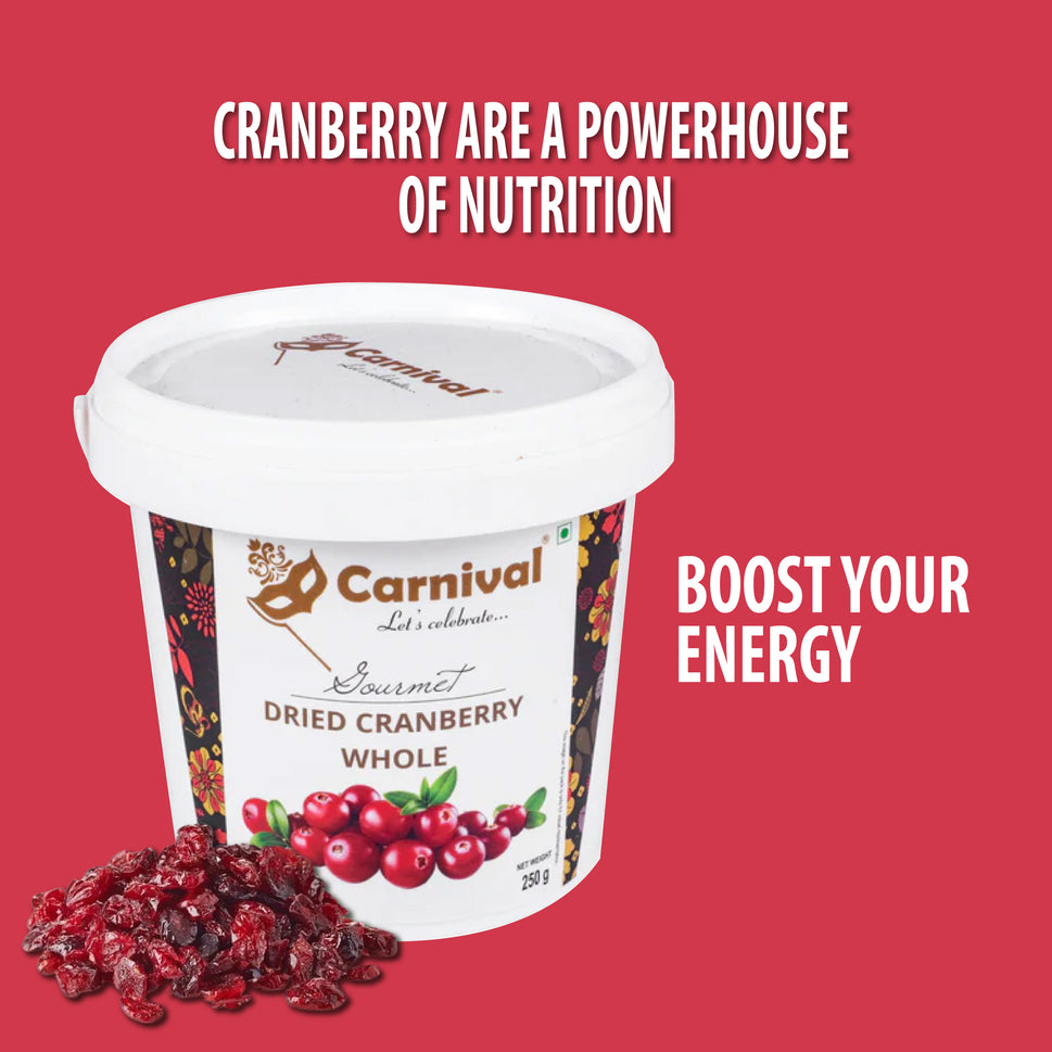 Carnival Dried Premium California Cranberry Whole 250g | Antioxidant Rich | Immunity Booster | Cranberries Dry fruit