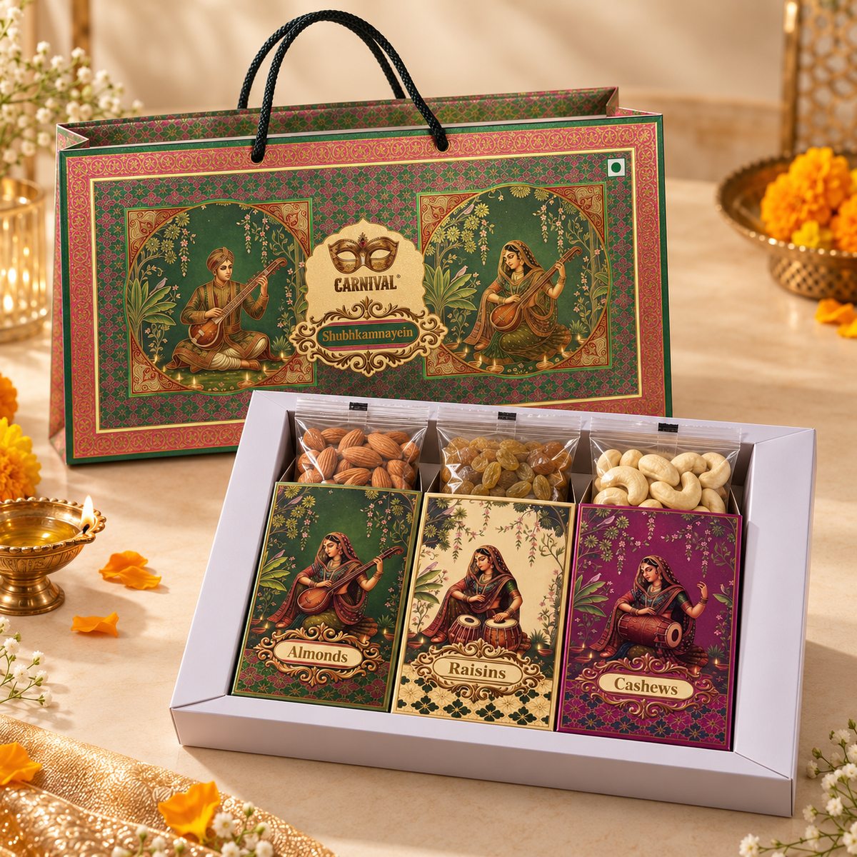 Carnival Shubhkamnayein Assorted Dry Fruits Gift Box 300g