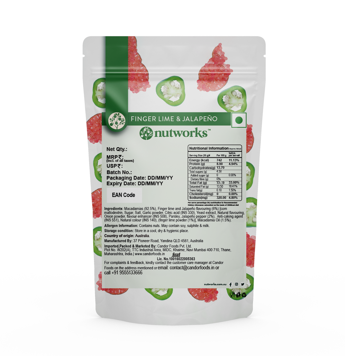 Nutworks Finger Lime Jalapeño Flavoured Macadamias