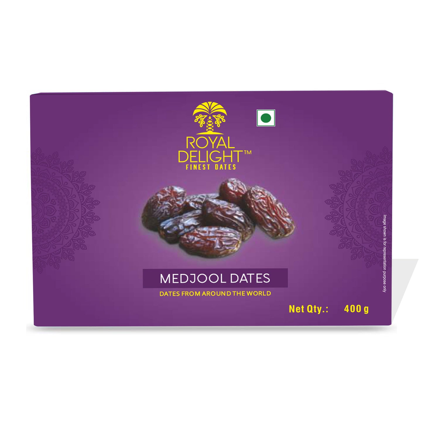 Royal Delight Mini Medjoul / Medjool Dates 400gm | All Natural | No Added Sugar | No Preservatives | Gluten Free | Vegan – Plant Based | Non-GMO | Dates Dry Fruits | Khajur | Khajoor | Khejur |Medjool