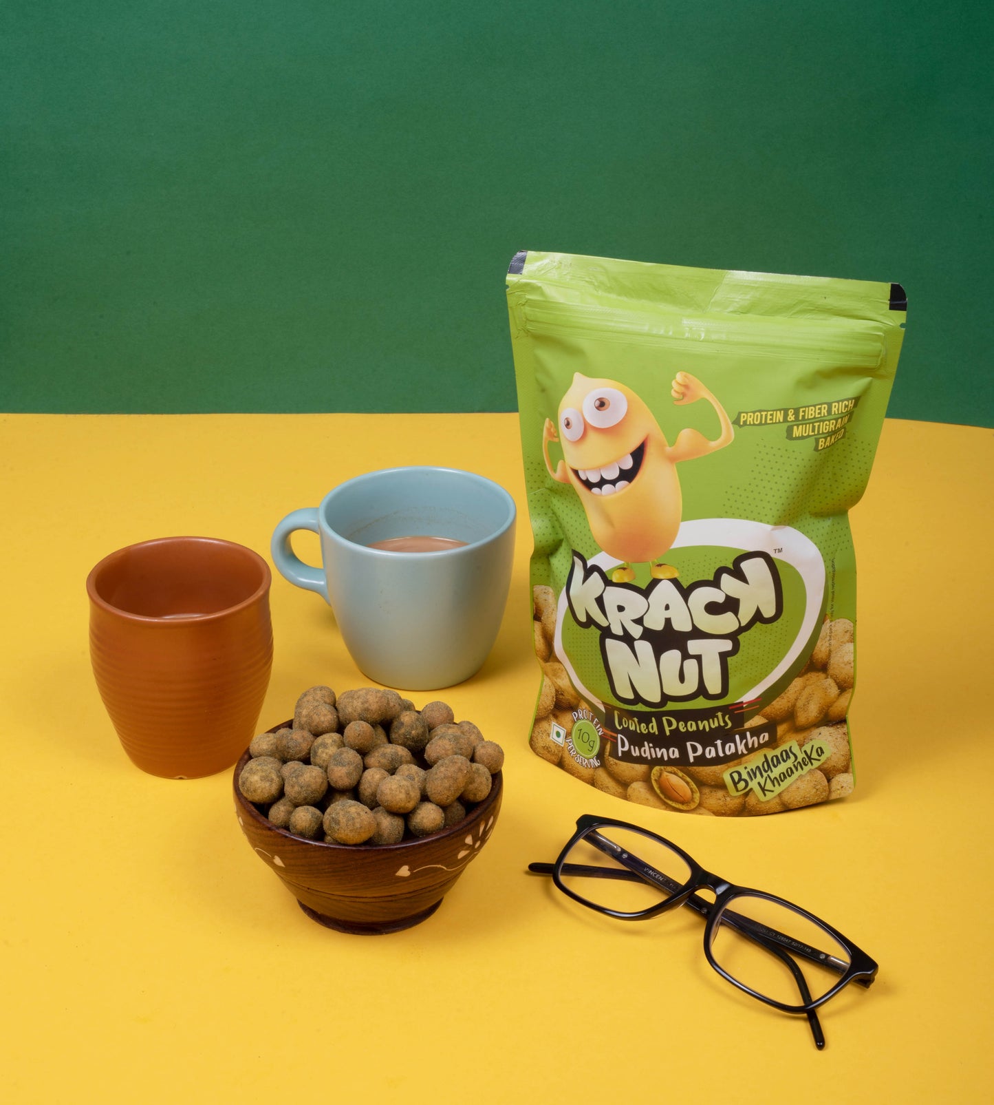 Kracknut Baked Coated Peanuts - Assorted Pack of 12 (25g x 12N) - Thai Firangi | Tandoori Tofaan | Pudhina Pathaka Flavored crunchy coated peanuts | Healthy baked Indian Snack | Vegan |