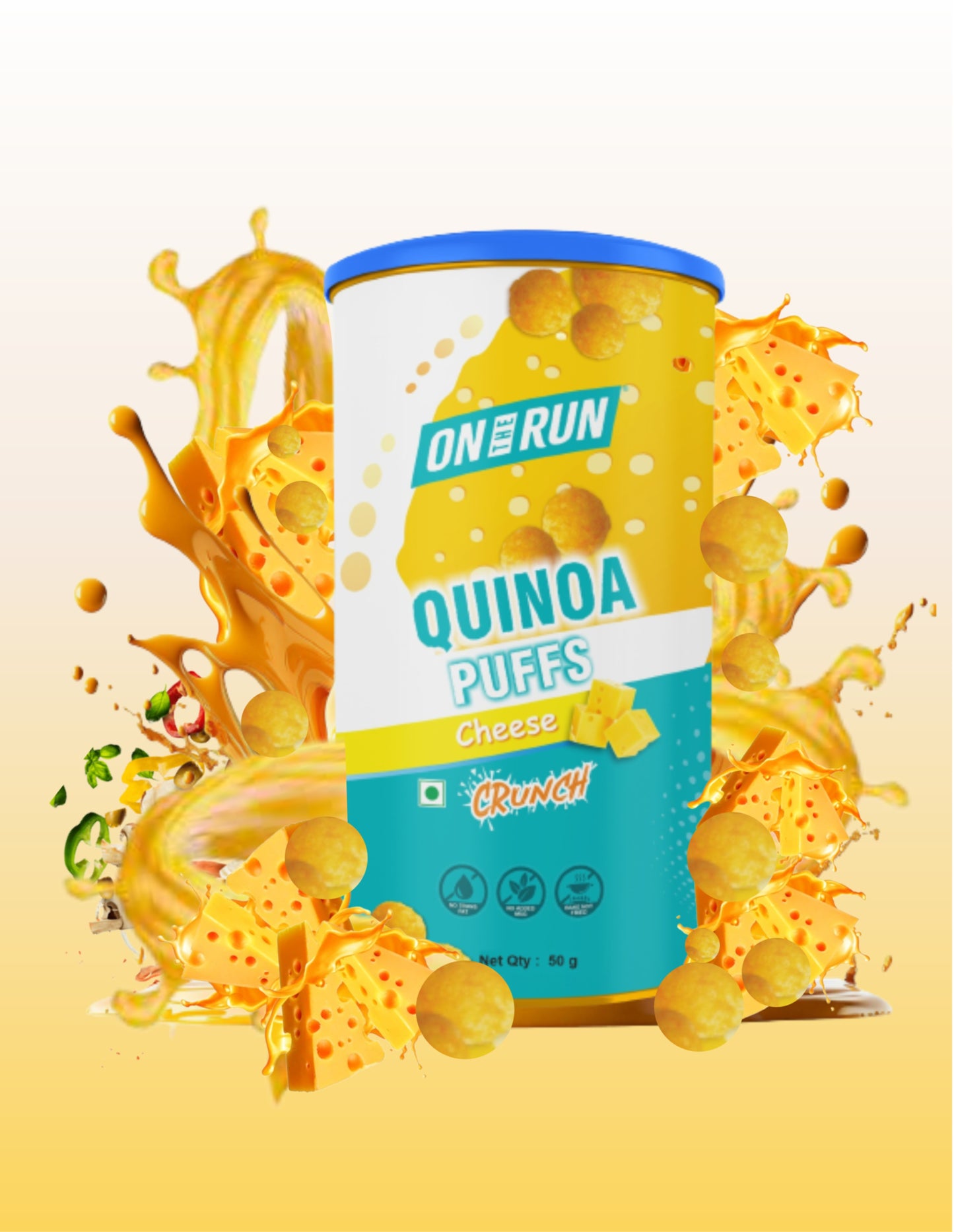 ON THE RUN Nutritious and Delicious Baked Quinoa Puff Combo Pack of 3  - A Perfect Healthy Treat