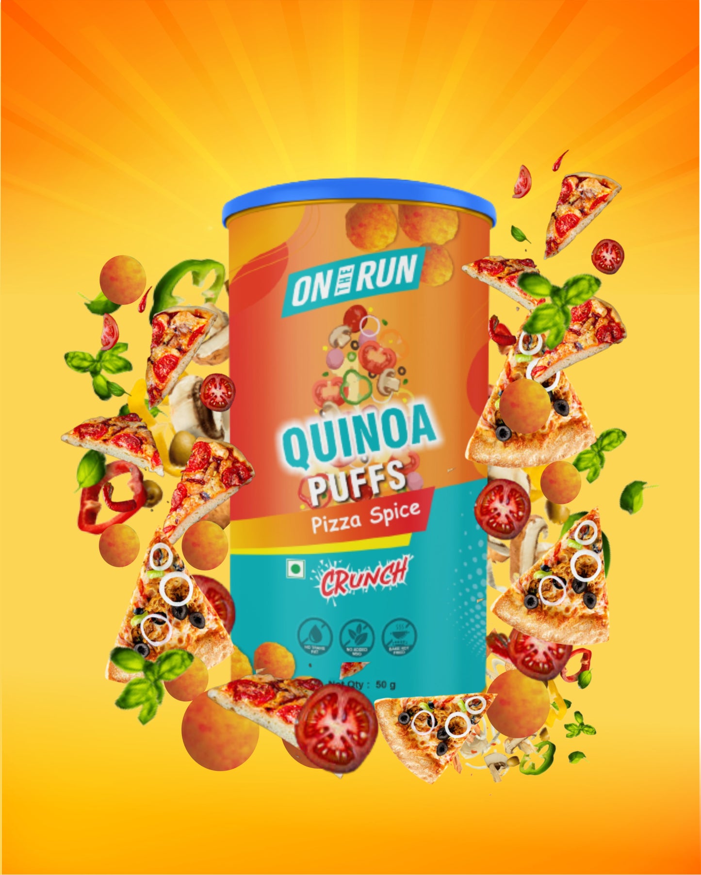 ON THE RUN Nutritious and Delicious Baked Quinoa Puff Combo Pack of 3  - A Perfect Healthy Treat