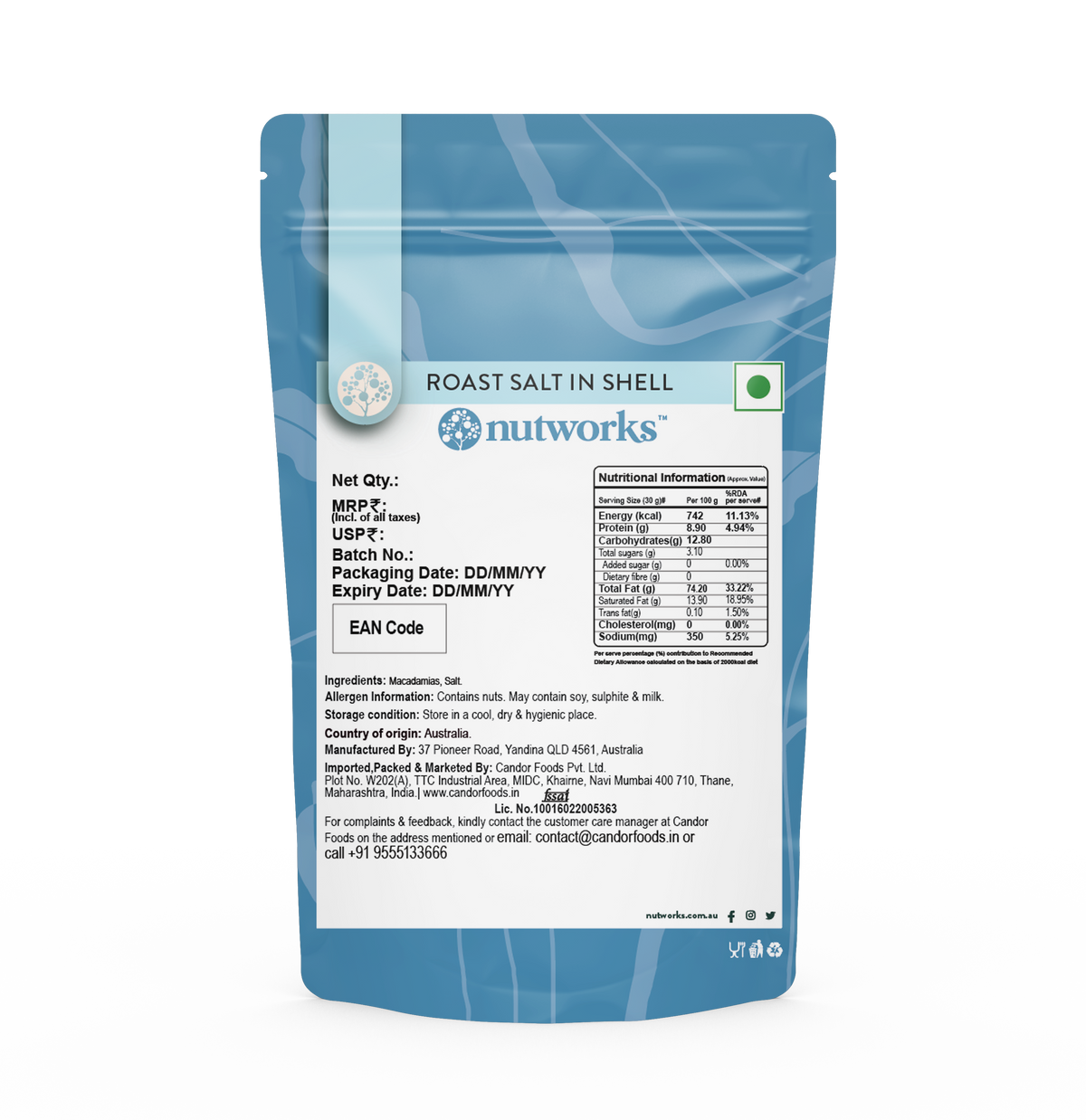 Nutworks Roasted Salted Macadamias in Shell