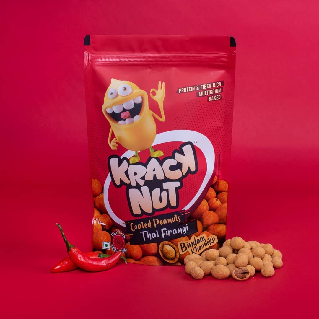 Kracknut Baked Coated Peanuts - Pack of 3 (100g x 3N) | Flavored crunchy coated peanuts | Healthy baked Indian Snack | Vegan |