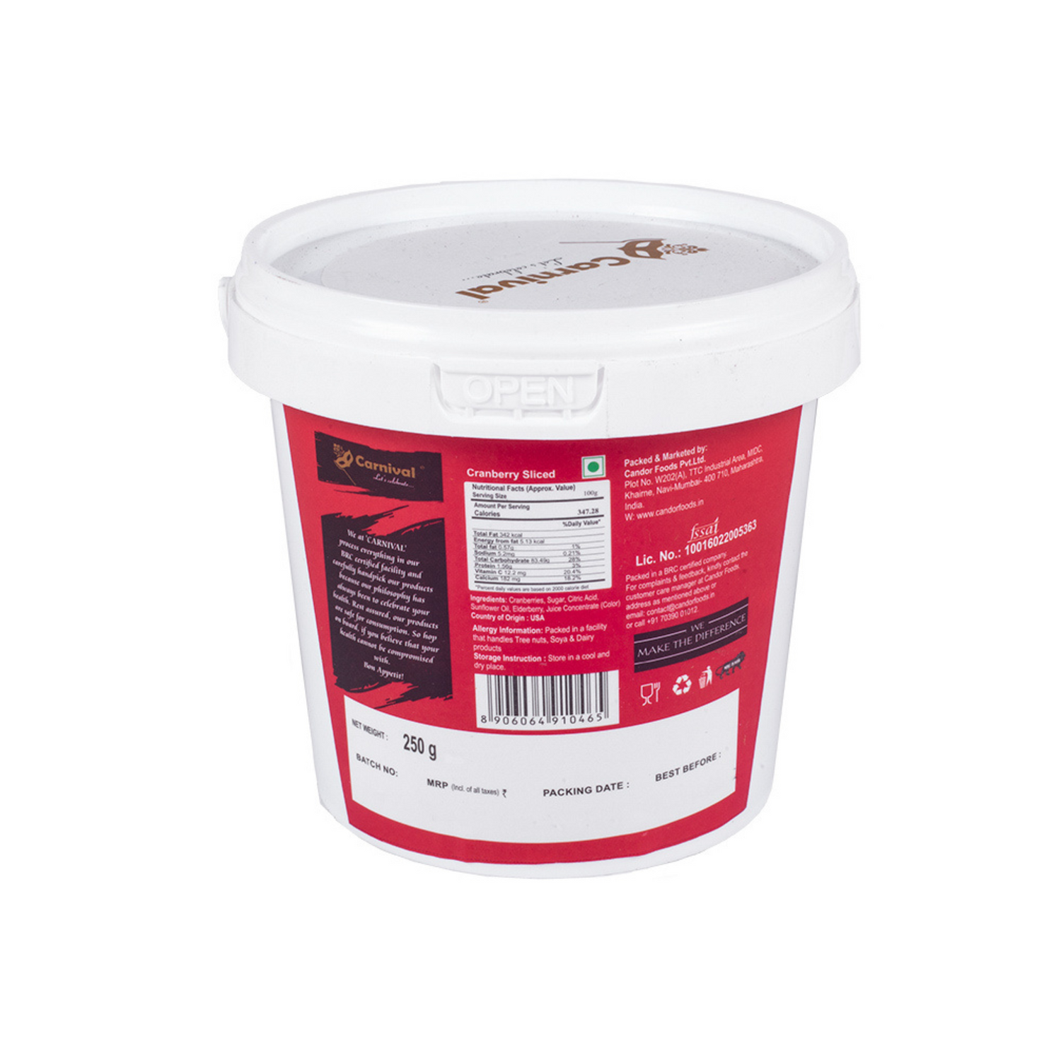 Carnival Dried Premium California Cranberry Whole 250g | Cranberries Dry fruit | Berries