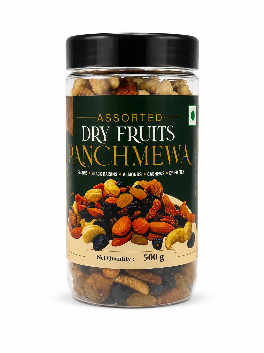 Assorted Dry Fruits Panchmewa Mix 500g | Premium Raisins, Almonds, Cashews, Black Raisins & Dried Figs |