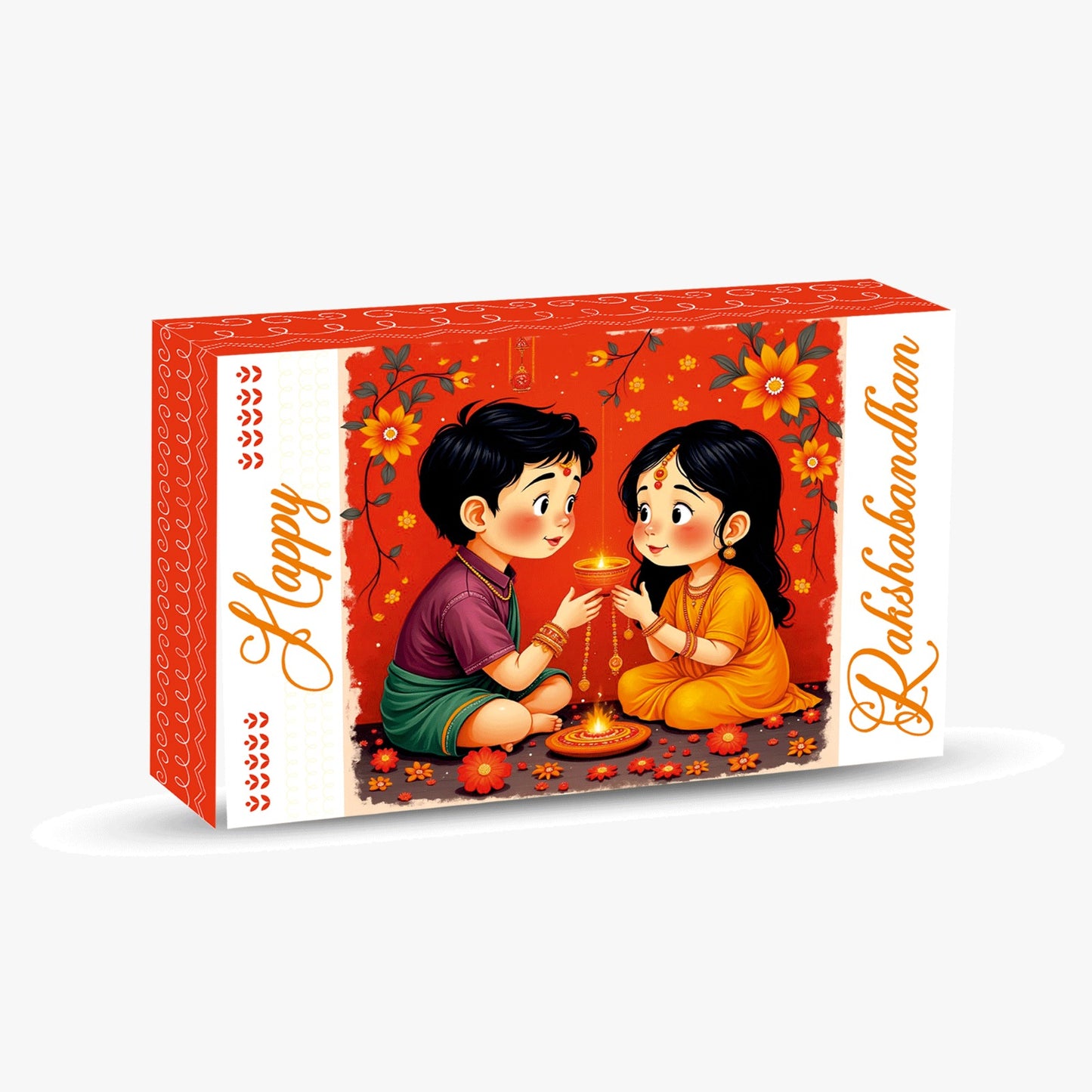 Carnival Raksha Bandhan Gift Box – Kundan Rakhi, Cashew, Almond & Healthy Laddus (190g)