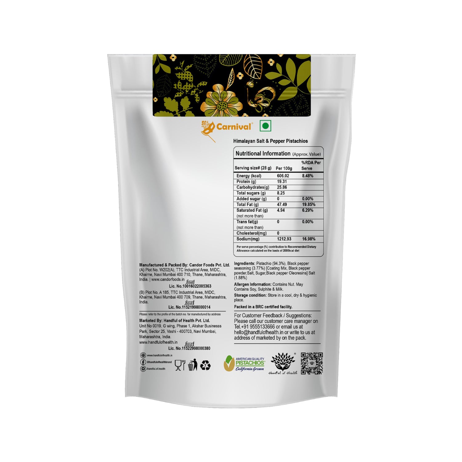 Carnival Himalayan Salt & Pepper Pistachios 200g – Crunchy, Spicy & Nutritious