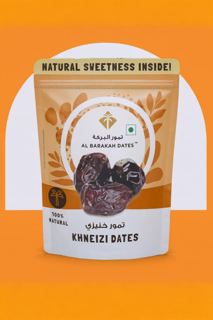 Al Barakah Khneizi Dates 400g | All-Natural Dates | Non-GMO | Organic | Vegan | No Added Preservatives and Sugar